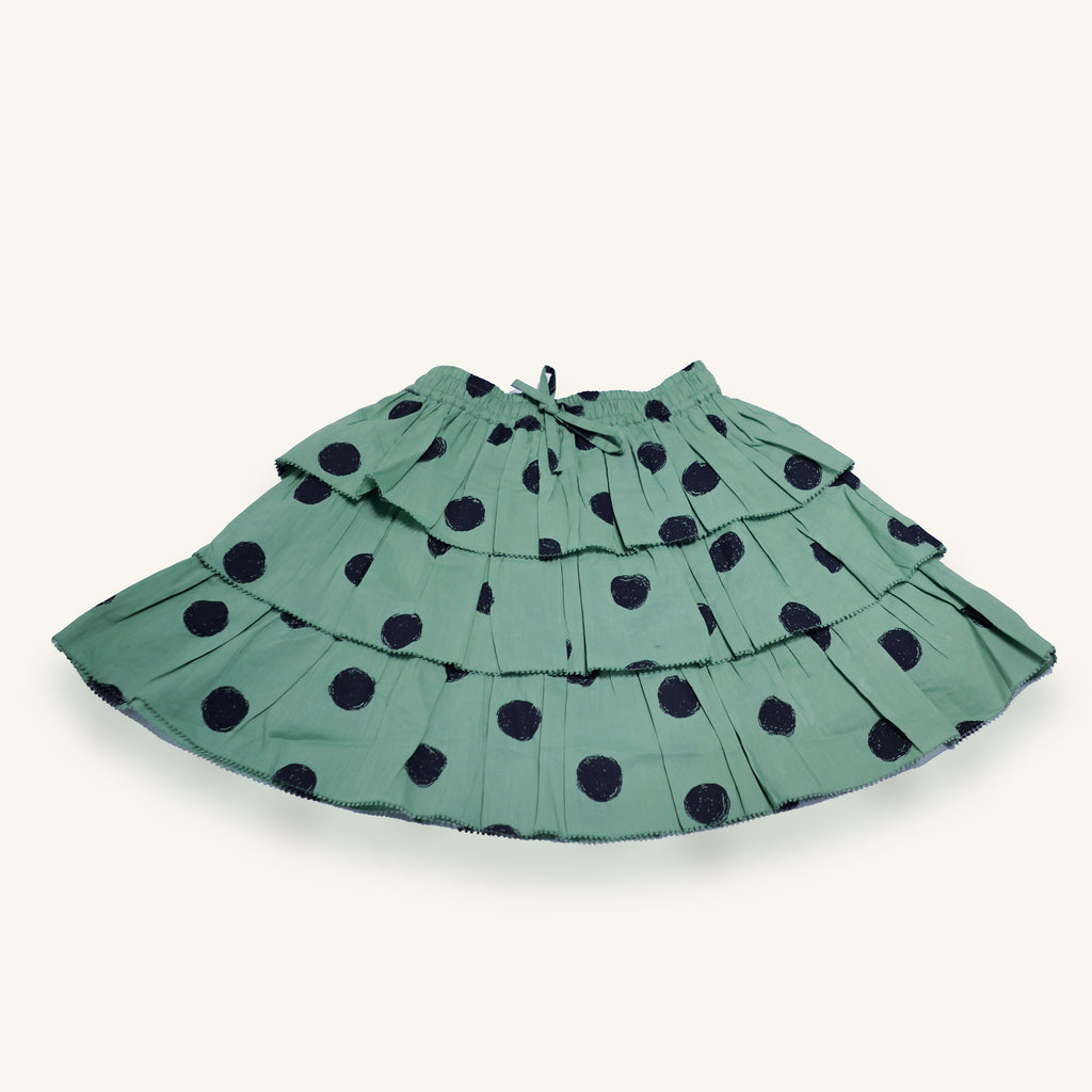 Tier Frill Skirt (Green Polka)