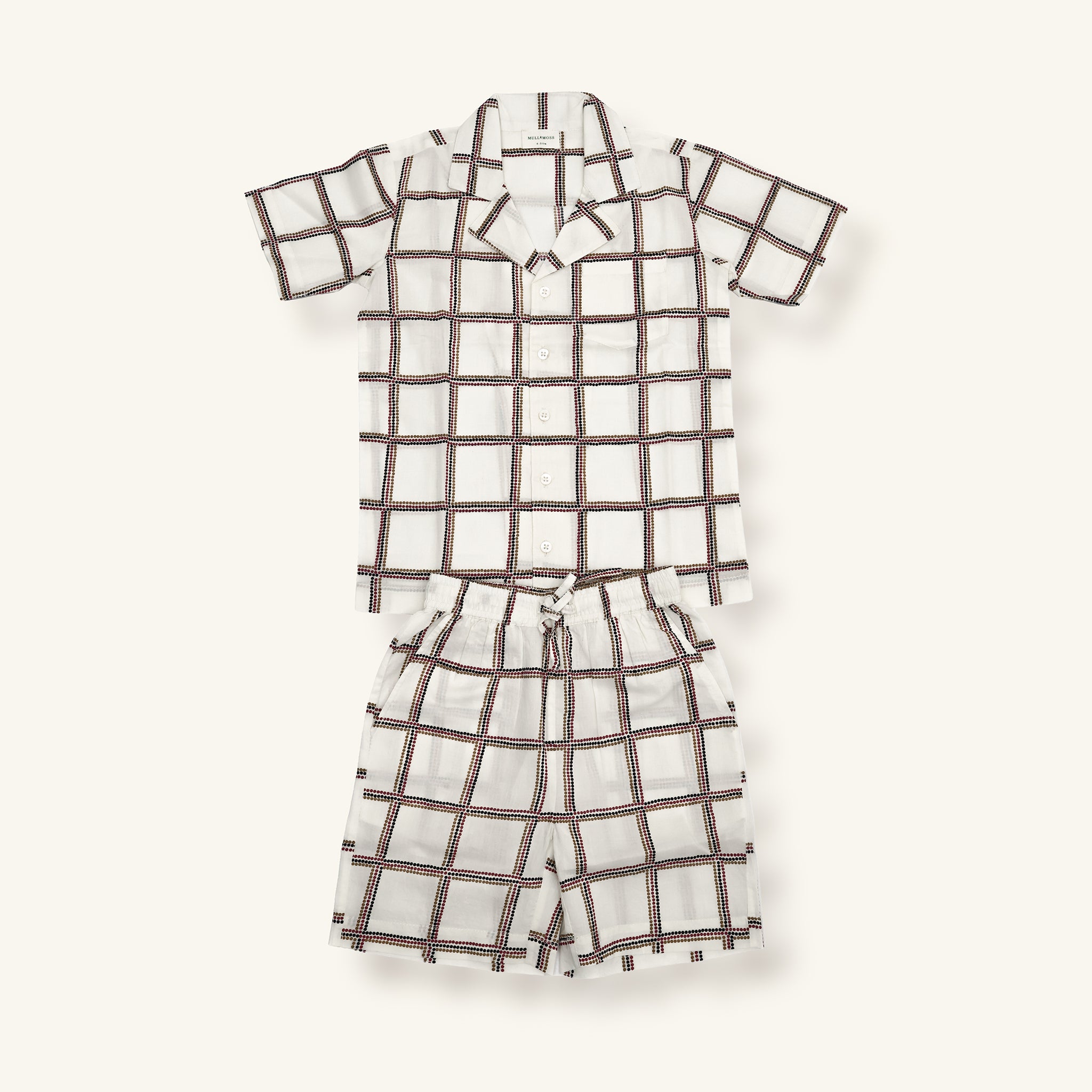 Cream Grid Co-ord Set (Voile-Lined)