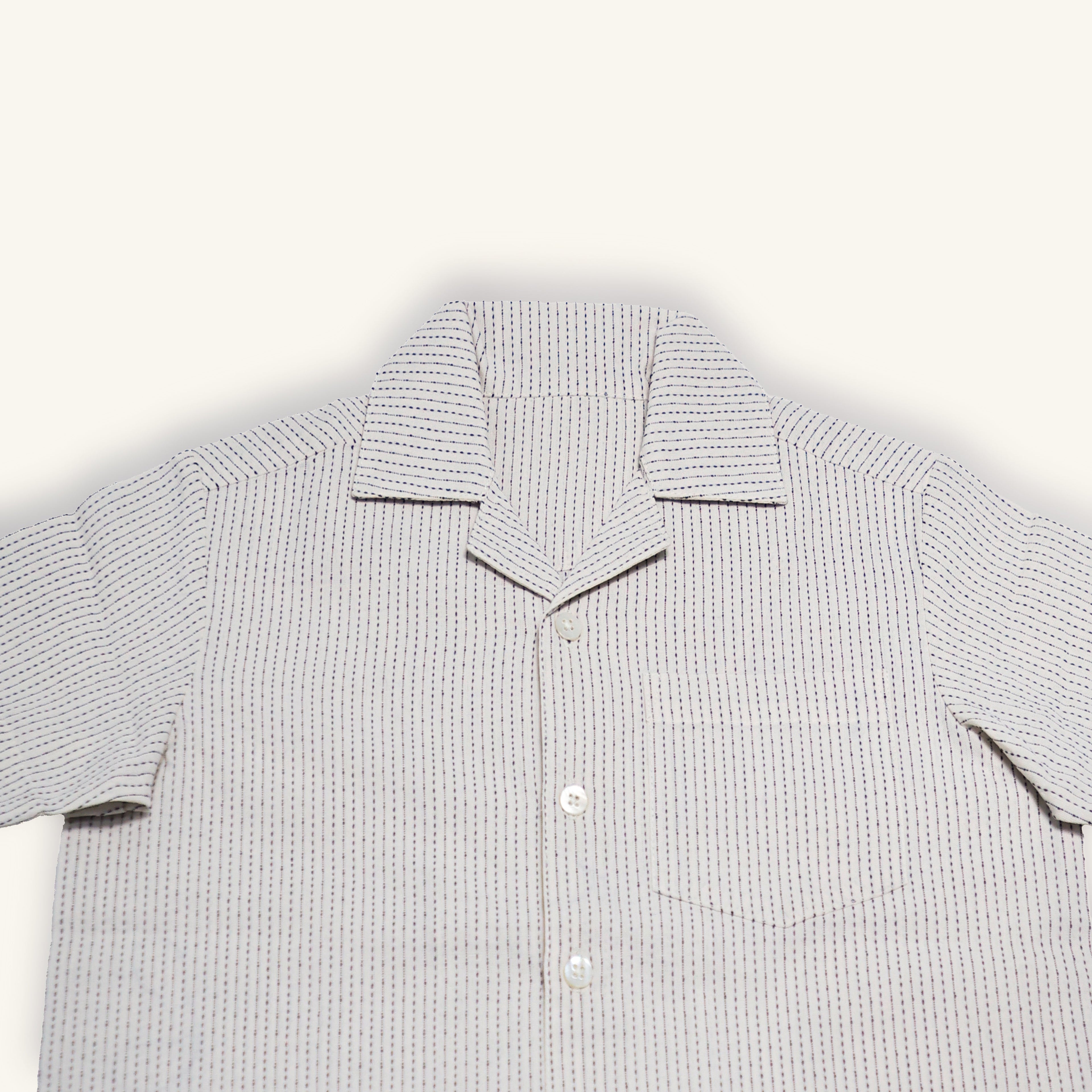 Cuban Collar Shirt (Black & Ecru)