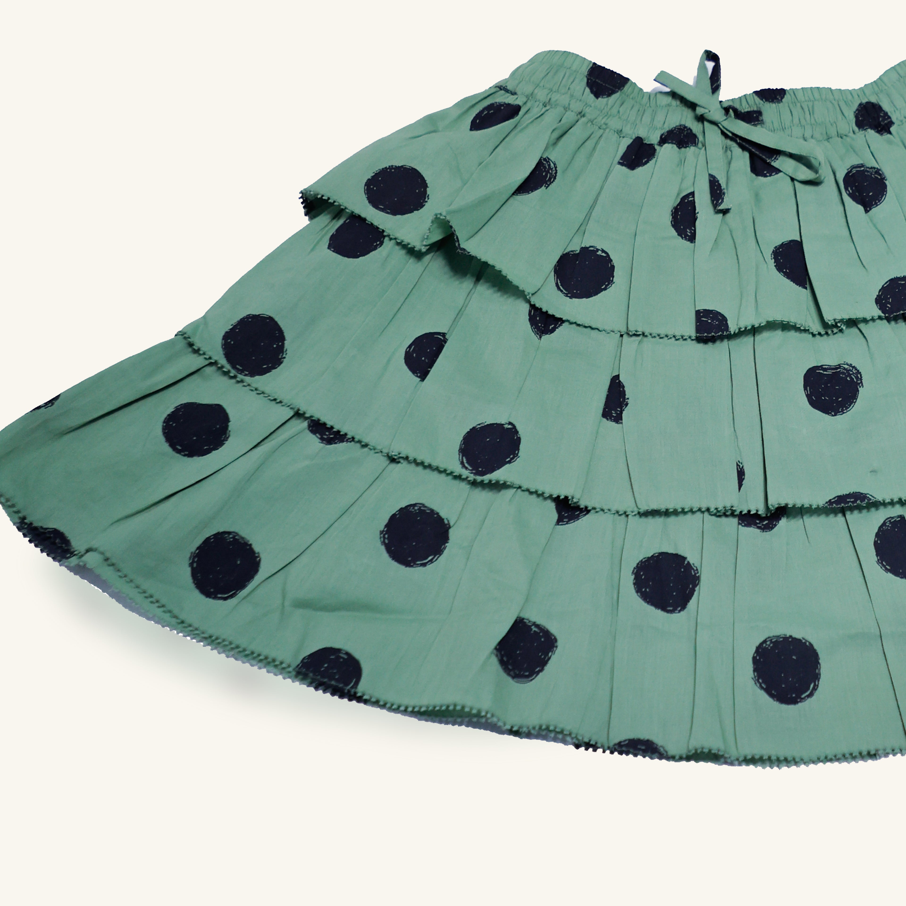 Tier Frill Skirt (Green Polka)