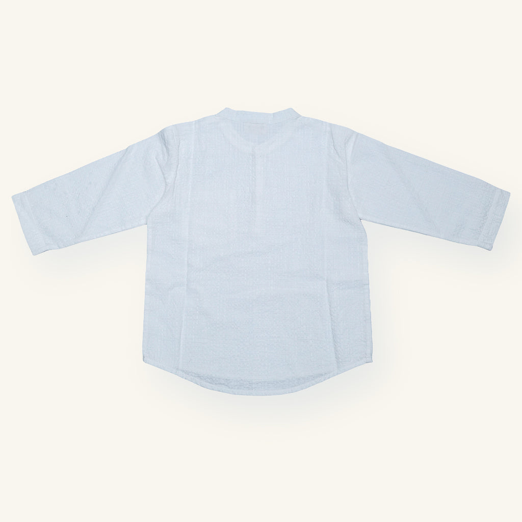 White Cotton-Viscose Kurta Shirt
