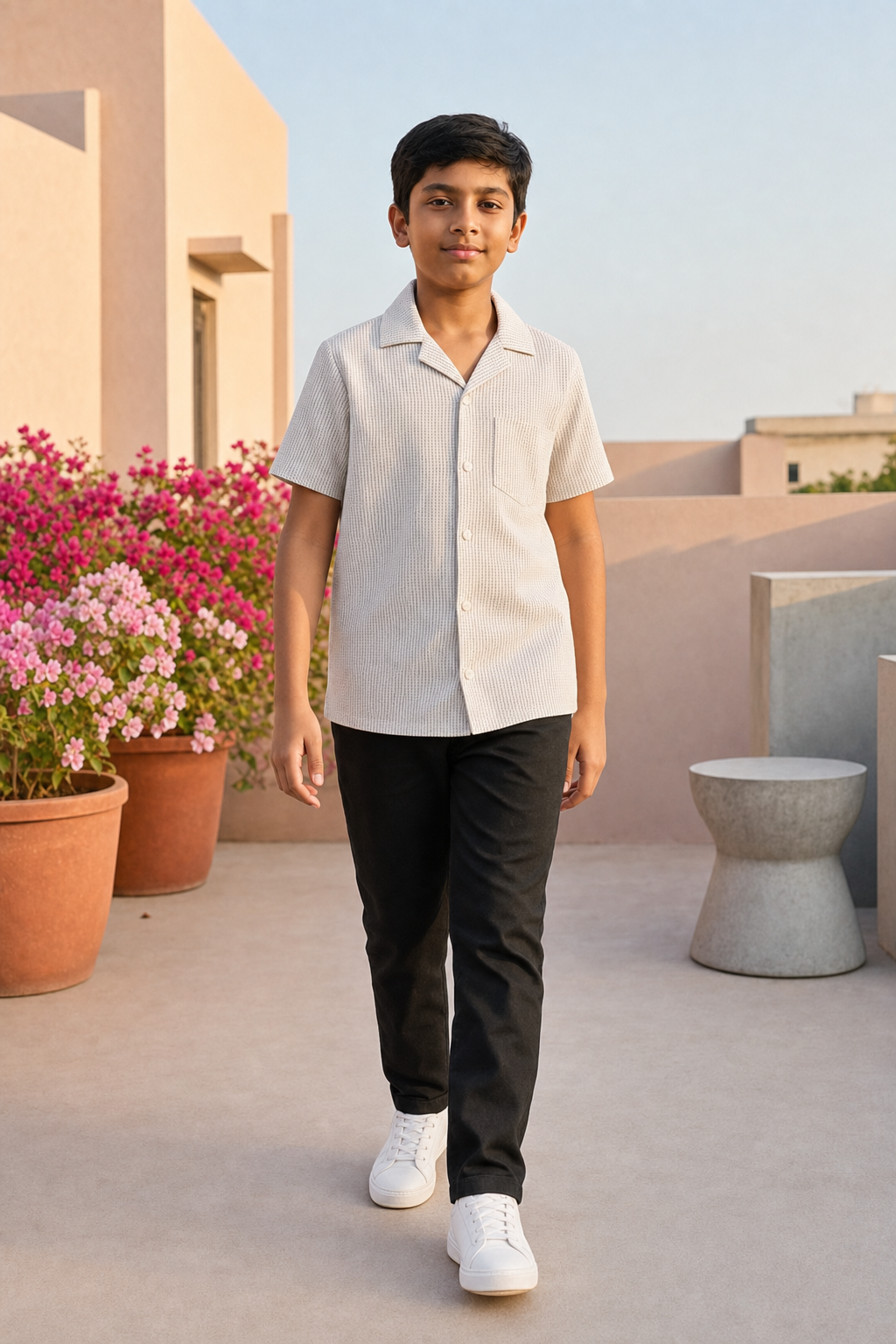 Cuban Collar Shirt (Black & Ecru)
