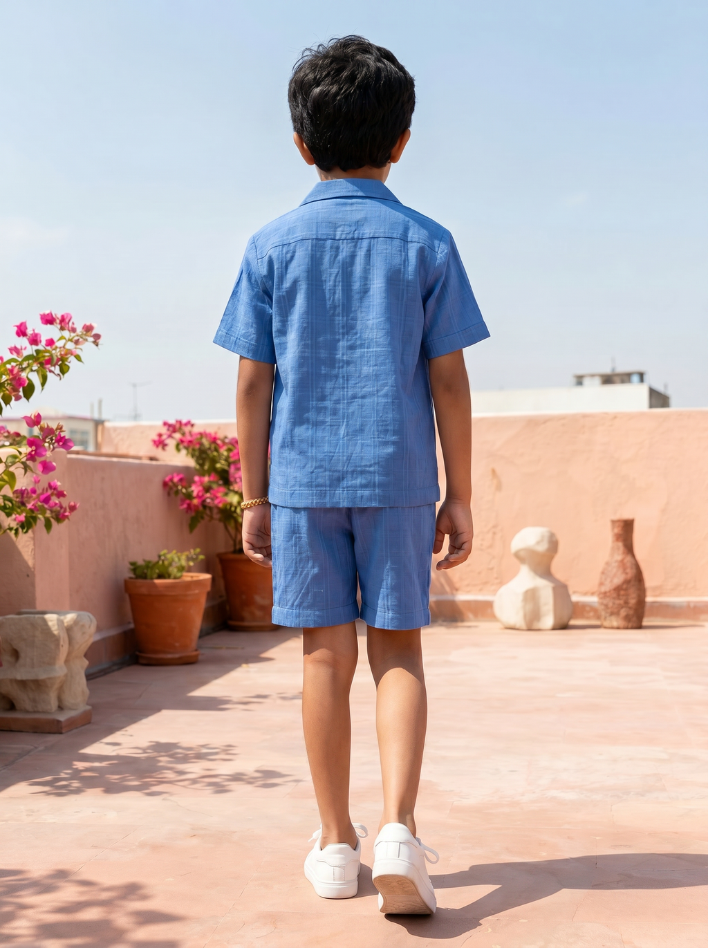 Blue Cloud Slub Lounge Set (Voile-Lined)