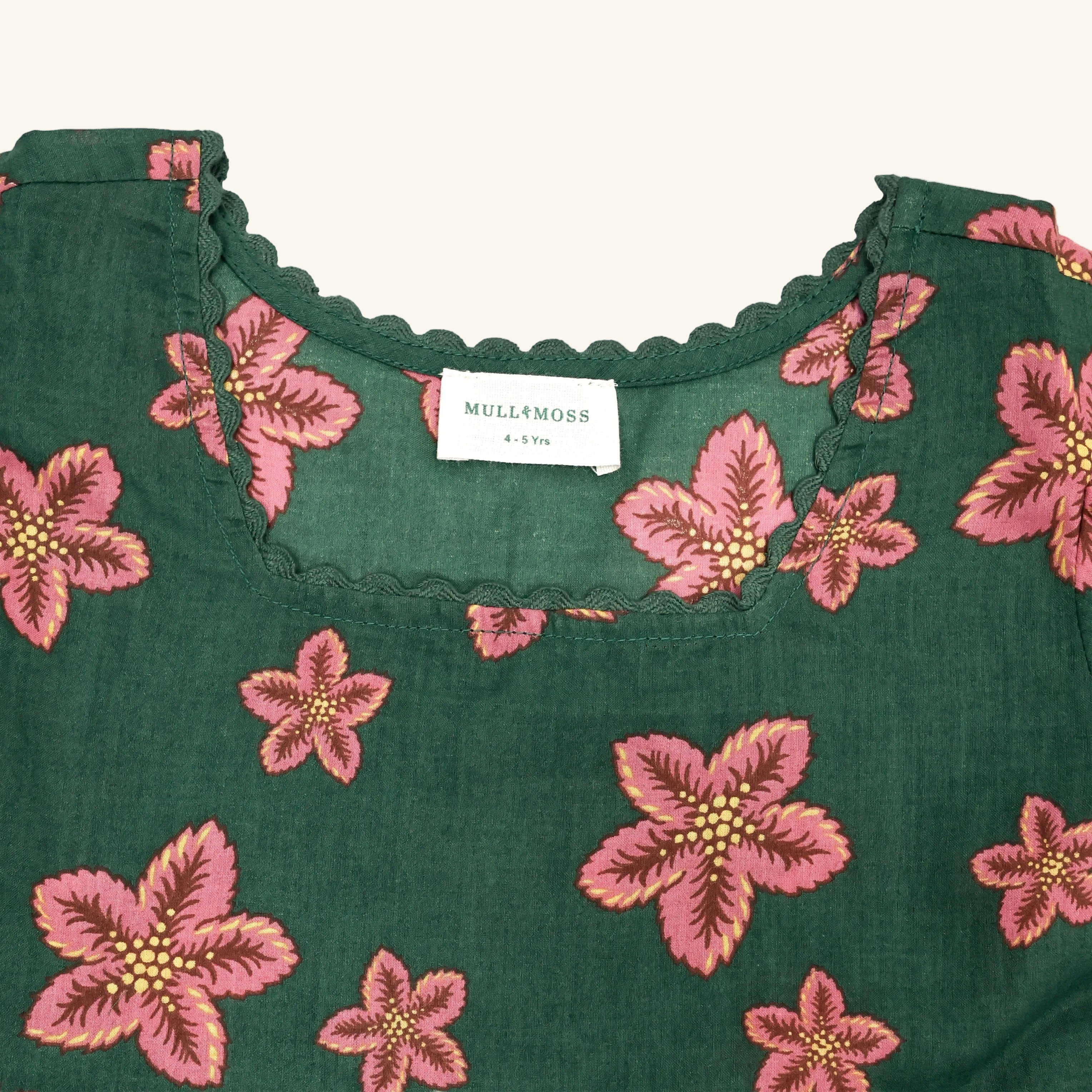 Star Flower Tier Dress (Green Floral)