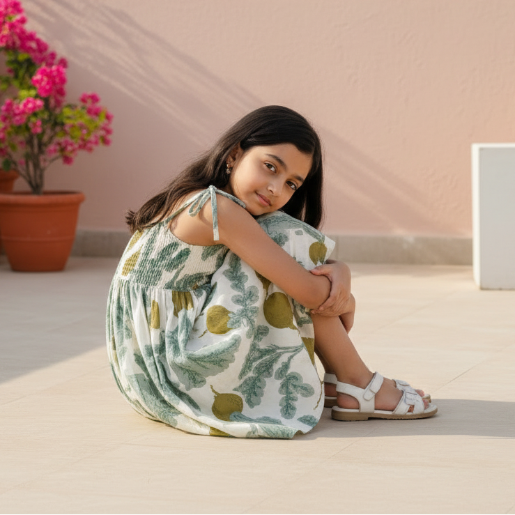 Botanical Print Smocked Sundress (Voile-Lined)